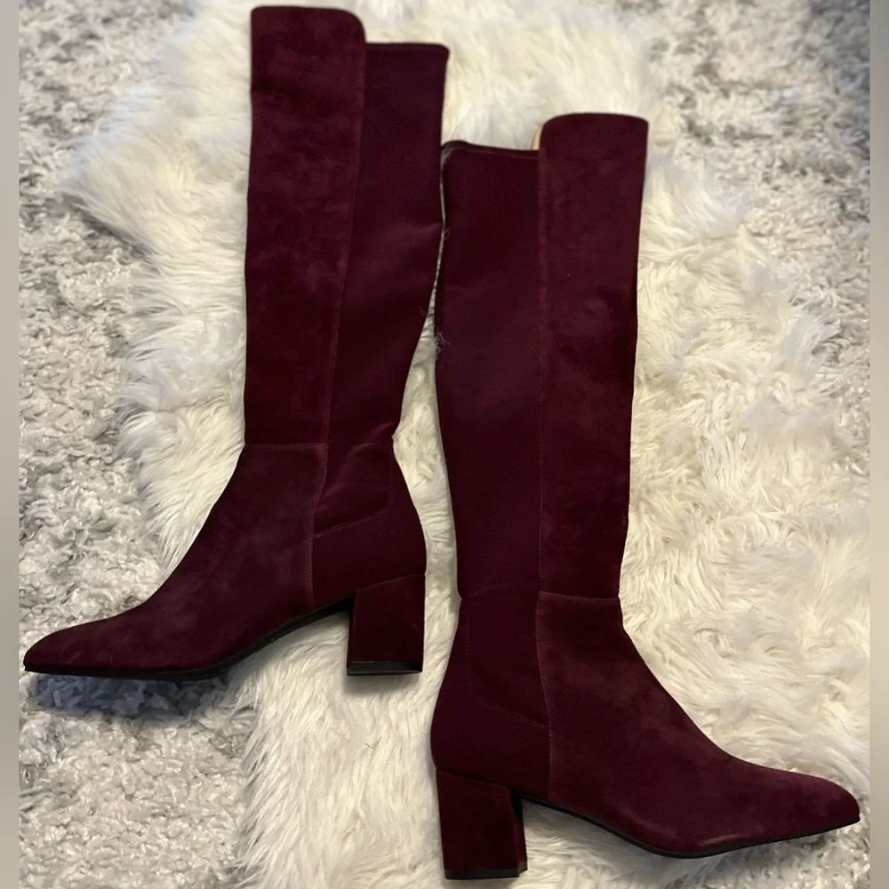 Stuart Weitzman Gillian 60 Over The Knee Boots NWT Burgundy Suede 8